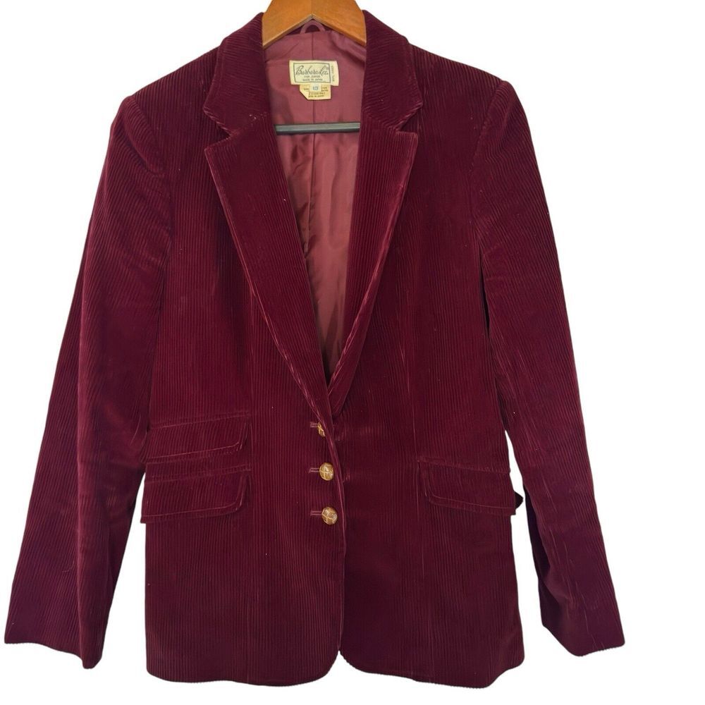 Barbara Lee Women Blazer Junior 13 Vintage Corduroy Blazer Cherry Soda Red